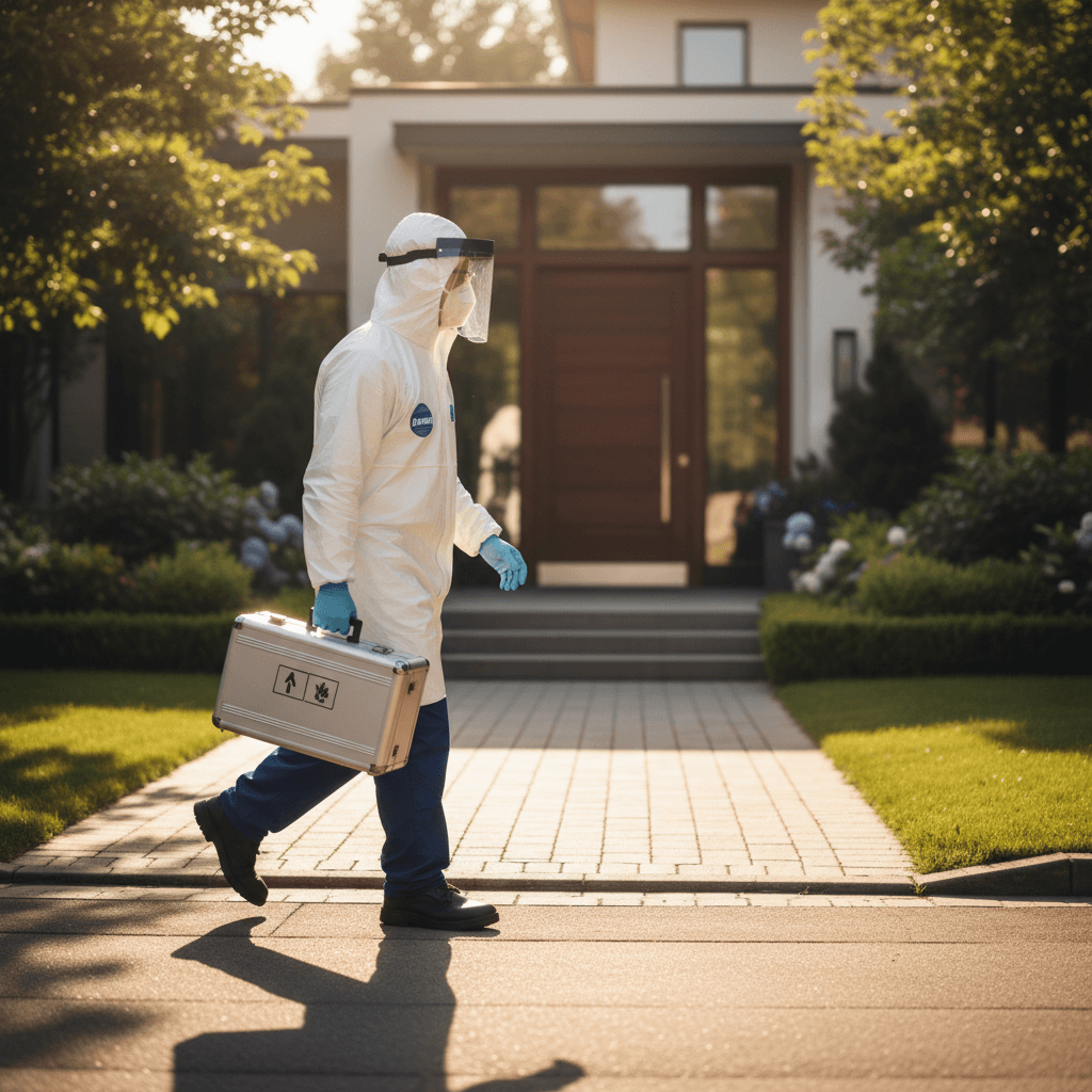 Pest control technician arriving for service